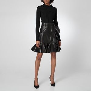Alexander McQueen leather ruffle skirt , size 42, brand new